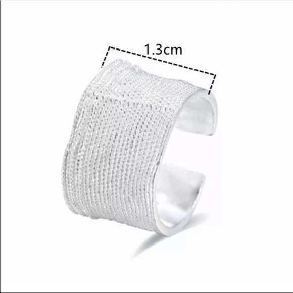 Retro Textured 925 Sterling Silver Wide Band Ring - Picture 10 of 13